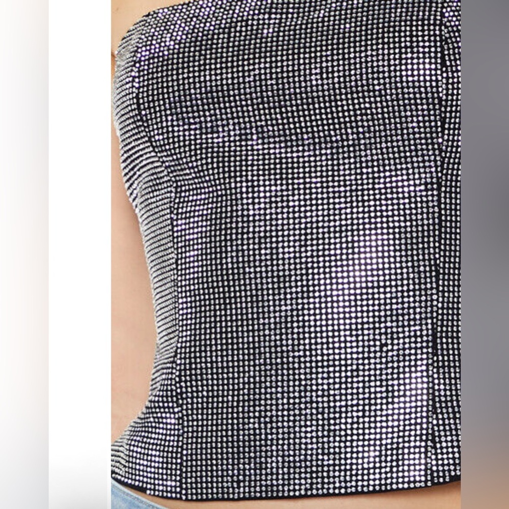 F21 Rhinestone Cropped Tube Top - Size Large- NWT - Picture 5 of 6